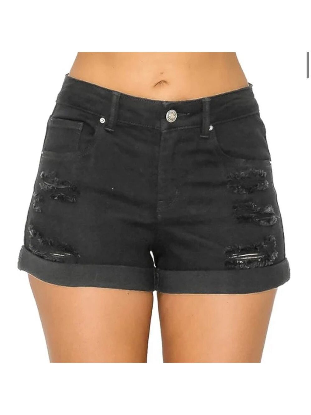 Wax Jean Distressed High Waist Mom Shorts